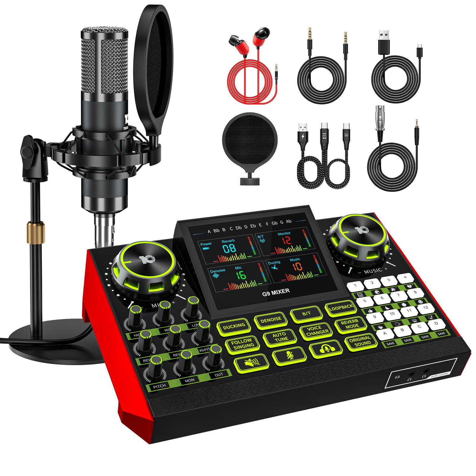 Amazon.com: G9 Podcast Equipment Bundle with Audio Mixer for